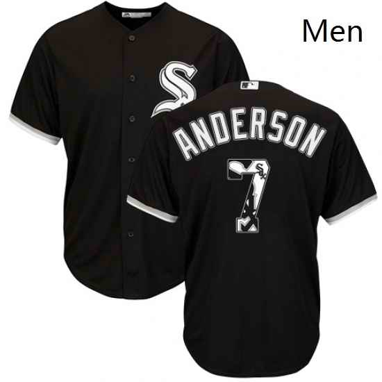 Mens Majestic Chicago White Sox 7 Tim Anderson Authentic Black Team Logo Fashion Cool Base MLB Jersey